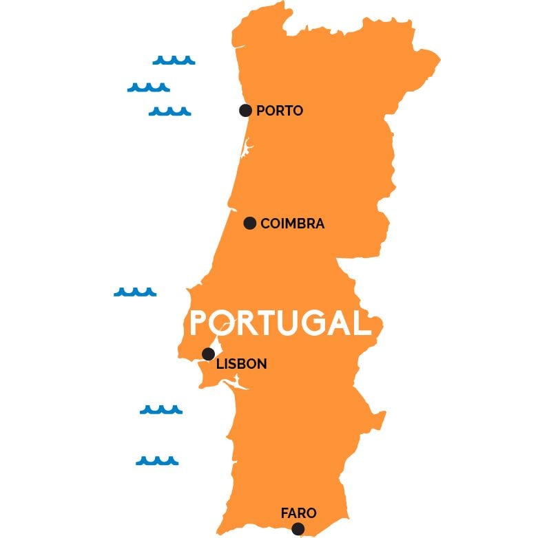 Top-Liste der meistgesprochenen Sprachen der Welt für Übersetzungen - Karten von Portugal
