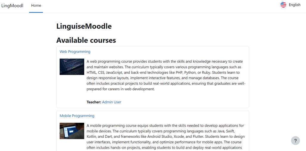 Cara mengatur pengalih bahasa di Moodle