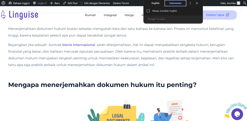 Come tradurre il sito web dall&#39;inglese all&#39;indonesiano