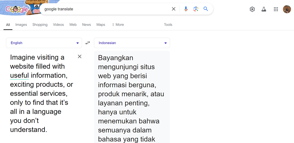 How to translate website from english to indonesian