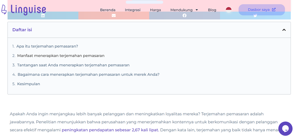 كيفية ترجمة موقع من الإنجليزية إلى الإندونيسية